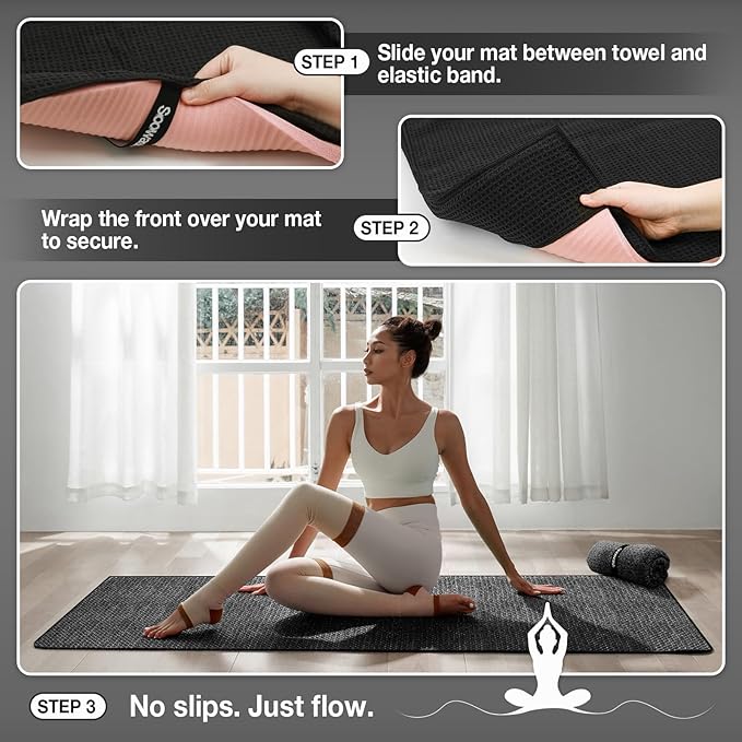 Hot Yoga Towel,Microfiber Yoga Mat Towels Non Slip for Hot Yoga Absorbent Microfiber Sweat Anti-Slip Cover,Bikram,Pilates,Exercise,Fitness 28 inch X 72 inch Beige 2 Pack