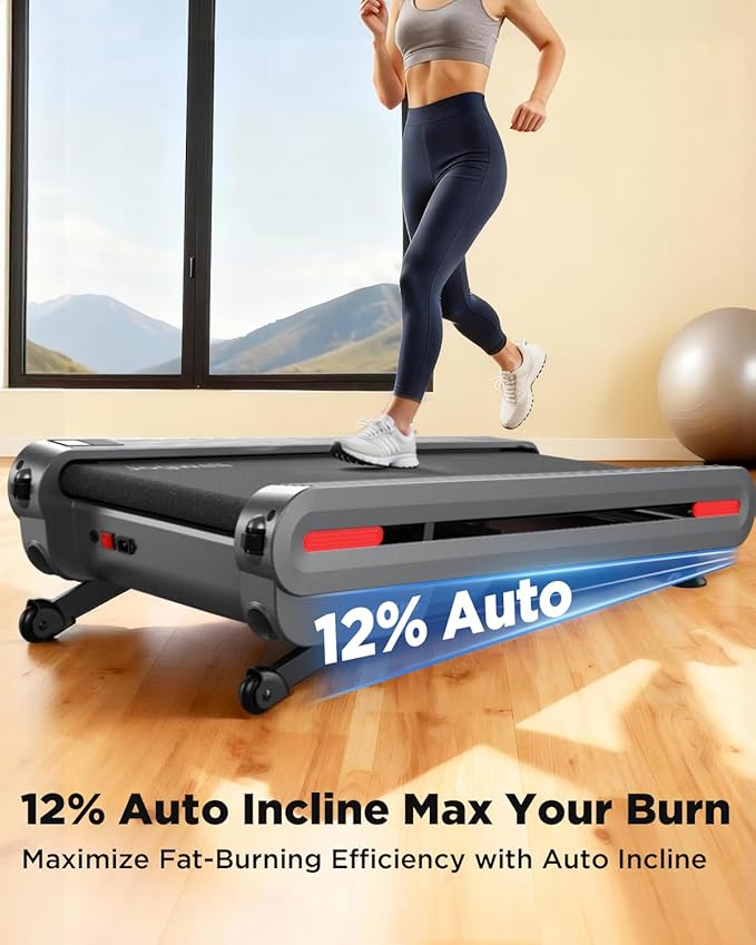 Jogwell Walking Pad Treadmill with 20%/15%/12% Auto Incline, 350lbs Capacity Treadmills for Home Office Under 35dB, Spacious Running Area, Vertical Storage, 3/3.5HP Brushless