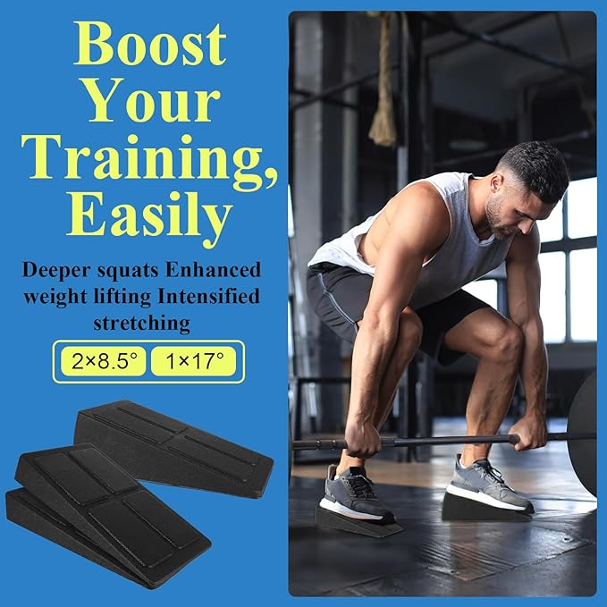 2 Set Squat Wedge Block 6 Pcs Slant Board for Calf Stretching with 5 Adjustable Angles, Heel Elevated Squat Wedge, Squat Wedges Weightlifting, Foam Squat Wedges for Workout, Calf Stretcher