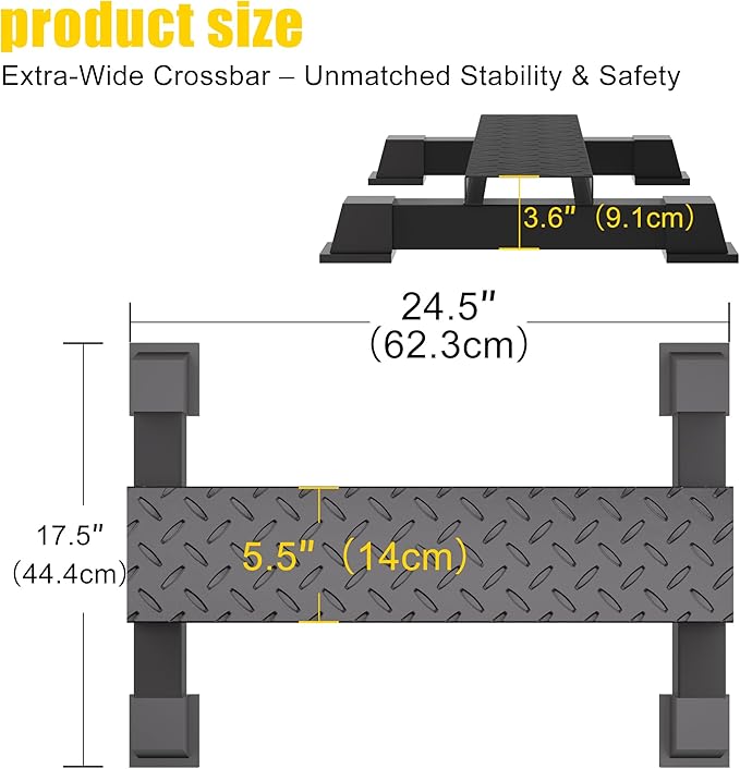 Calf Raise Block, Heavy-Duty Steel Calf Trainer, Multifunctional Standing Calf Workout Bar for Stretching, Squat, Foot Flexibility, Anti-Slip Solid Platform for Home Gym (Straight Board)