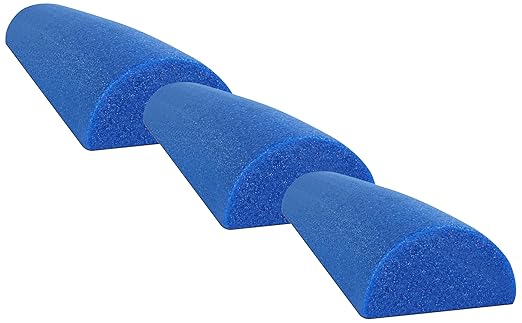 CanDo Blue PE Foam Rollers for Fitness, Exercise Muscle Restoration, Massage Therapy, Sport Recovery and Physical Therapy for Homes, Clinics, and Gyms 6" x 36" Half-Round (Pack of 3)