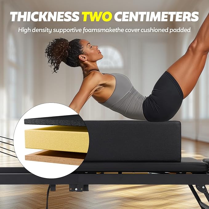 Foldable Pilates Reformer Set with Sitting Box - Portable Home Pilates Machine for Full-Body Workout, Adjustable Resistance, Compact Design, Includes Pilates Sitting Box for Enhanced Exercises