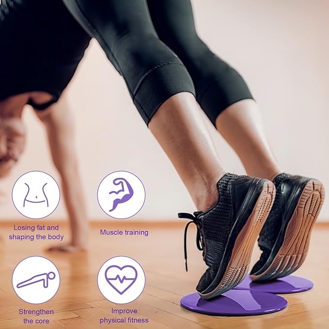 Upgrade Sport Core Sliders for Working Out - Dual Sided Glide Discs for Full Body Workout on Carpet or Hardwood Floor - Fitness & Home Exercise Equipment for Athletes