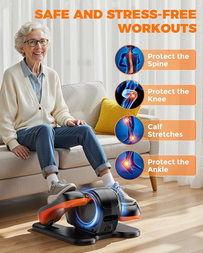 Foot Exercise Machine, Quite & 12 Adjustable Speeds Seated Pedal Exerciser LCD Display & Smooth for Home and Office, Low Impact Foot Peddler Exerciser While Sitting for Seniors