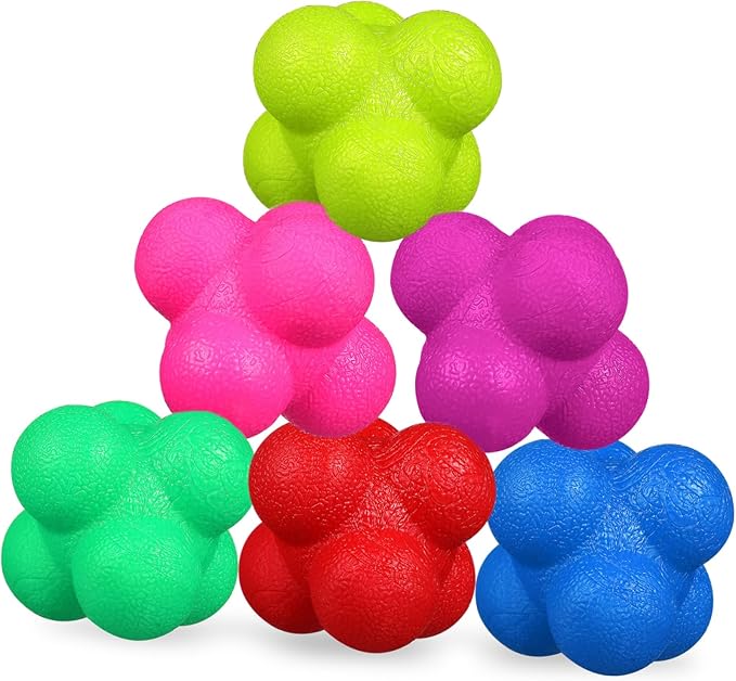 VICASKY 6 Pack Hexagonal Reaction Balls Workout Balls for Reflex Training Sports Agility