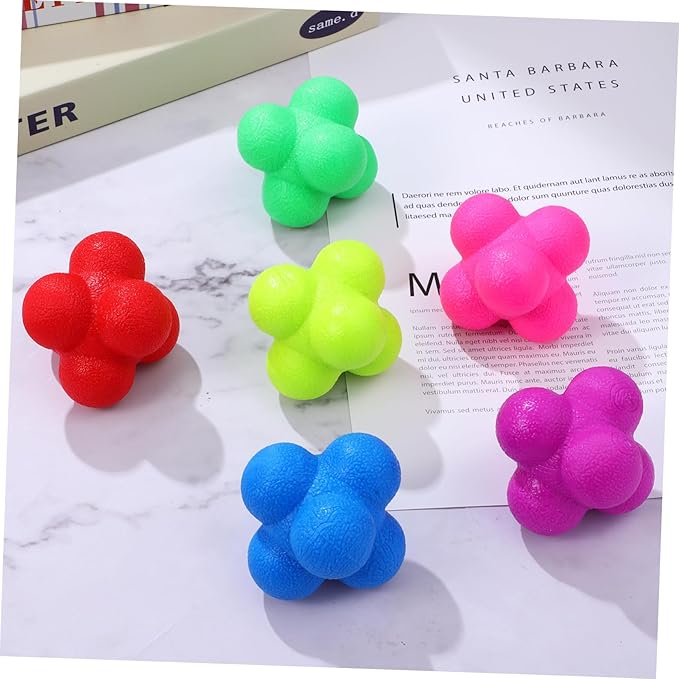 6pcs Colorful Reaction Balls Hexagonal Training Balls for Boys and Girls Adults Improve Hand-Eye Coordination Fitness Equipment