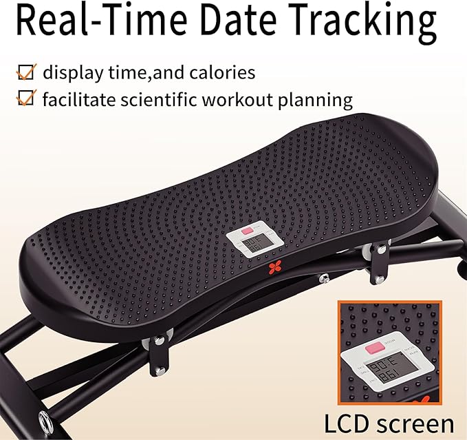 Balance Board for Adults, Rocking Stepper with Resistance Bands, Portable Wobble Board with LCD Monitor, 300 lbs Capacity Ski Trainer for Full Body Workout at Home Gym