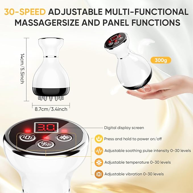 Lymphatic Drainage Massager - Anti Cellulite Massage Tool & Body Sculpting Machine with 30-Level Microcurrent, Light Heat & Vibration for Legs Arms & Belly Body Helps Reduce Stretch Marks & Cellulite