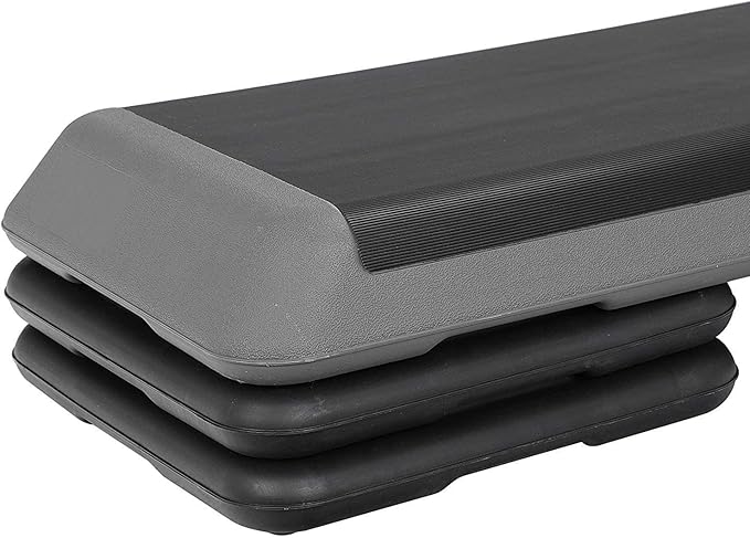 43-inch Aerobic Stepper Exercise Step Adjustable Workout Platform with 4 Training Riser - 4” 6” 8" for Fitness, Black