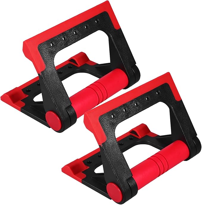 BESTonZON Push-up Rack Bars Pair Red Rotating Fitness Equipment for Men and Women Home Strength Training Floor Push-up Stand