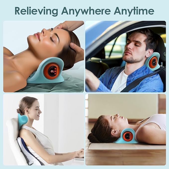Neck Massager with Cervical Traction, Ergonomic Neck Pain Relief Device, Portable Neck Relaxer for Home & Office, Lightweight Neck Support Massager