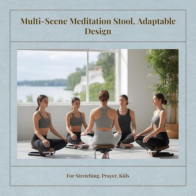 Ergonomic Meditation Bench, Folding Kneeling Stool for Prayer and Stretching,Comfortable Padded Seat, Wooden Chair for Adults and Kids, Non-Slip Stable Design for Home, Studio, and Tea Ceremony