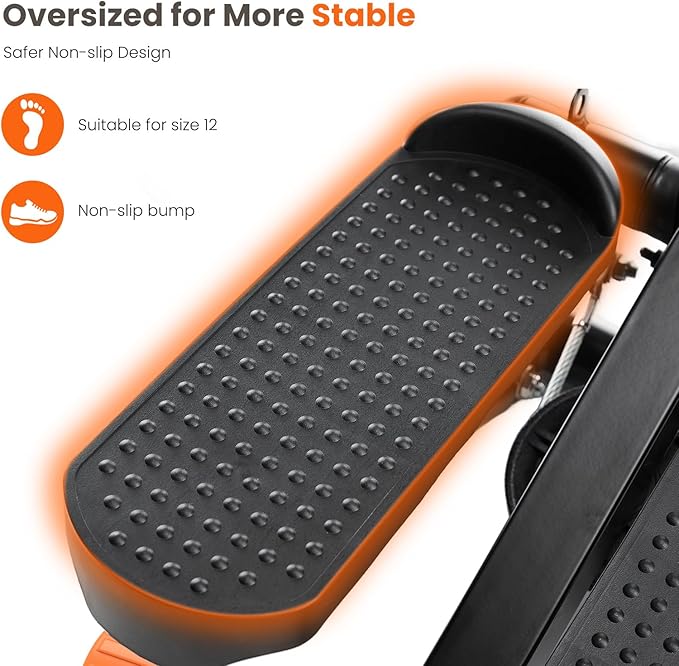 Sweetcrispy Mini Stair Steppers with Resistance Bands for Exercise at Home, Portable Exercise Twist Stepper Machine for Full Body Workout, 300LBS Capacity