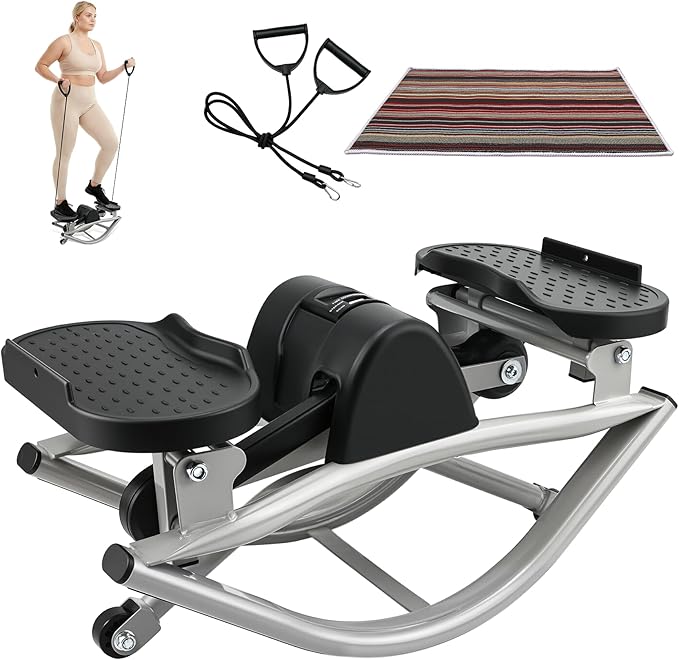 Rock Stepper, Side to Side Rocker Stepper Machine, Low-Impact Lateral Steppers for Knees and Joints, U-Shaped Rock Stepper Machine for Home Workout