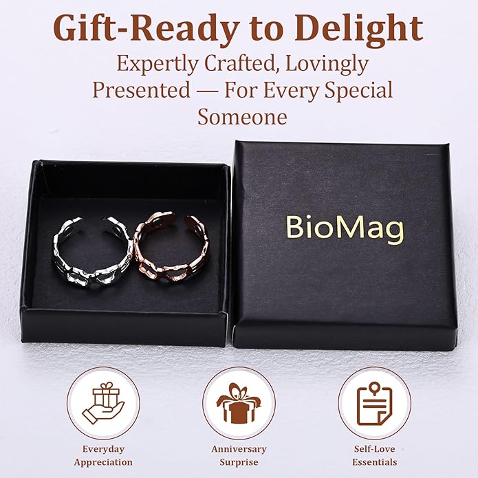 BioMag Copper Rings for Women, 99.99% Pure Copper Magnetic Rings Thumb Rings for Lymphatic Drainage, Adjustable Jewelry Gifts for Women