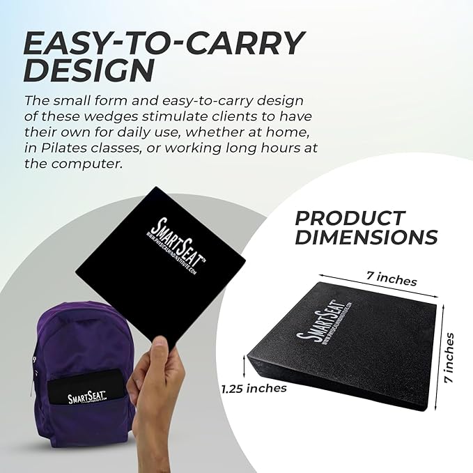 SmartSeat Wedges for Back, Knee & Sit Bone Support Posture Correction Pain Relief and Comfort Ideal for Office Chairs, Home Seating, Yoga, Meditation and Pilates Practice, Small Foam Wedges Pack of 2