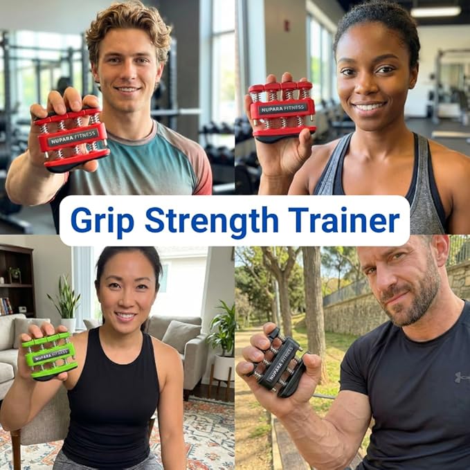 Grip Strength Trainer - Hand Strengthening Device, Forearm Strengthener, and Finger Trainer. Hand Gripper Strengthener and Guitar Finger Exerciser.