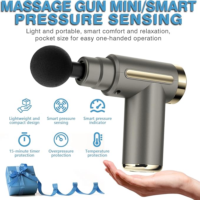 cotsoco Massage Gun Deep Tissue for Pain Relief with 4 Massage Heads & 6 Speeds, Electric Mini Handheld Body Massager for Any Pain Relief, Best Gifts for Men and Mom