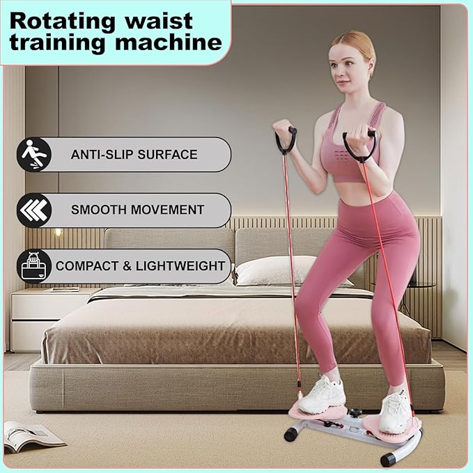 AB Twister Machine Exercise Twist Board Adjustable Resistance Waist Trainer, Carbon Steel Core Frame, 150KG Silent Pro Gym System