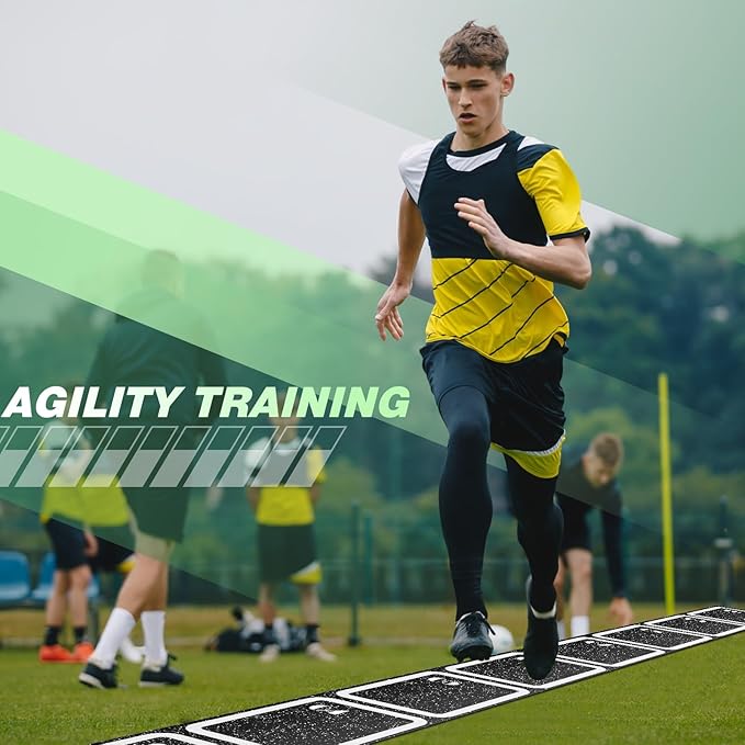 Rubber Agility Ladder 15 ft Non-Slip Rubber Speed Agility Training Ladder Pad for Soccer Football Footwork Training Equipment for Fitness Boxing Sports Quick Exercise Gym Workout
