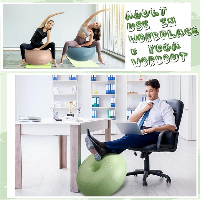 Libima 4 Pcs Flexible Seating for Classroom Inflatable Yoga Ball Chairs with Pump Donut Exercise Ball Chair Cushion Seat for Balance and Stability Training Home Office Gym Workout