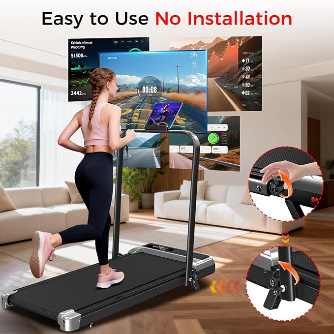 Walking Pad Treadmill with 8% Incline,Foldable Treadmills for Home and Office, 3.0 HP Quiet Walking Pad Treadmill with Walking Pad with Handle 350 LBS Capacity
