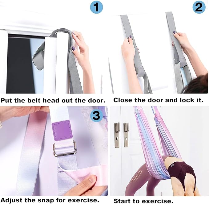 Leg Stretcher Strap - Yoga Stretching Strap,Yoga Door Swing,Backbend Training Rope with Door Anchor, Flexibility Trainer Stretching Equipment Assist Stretch Strap for Fitness Gymnastics Dance Aerial Ballet (purple)