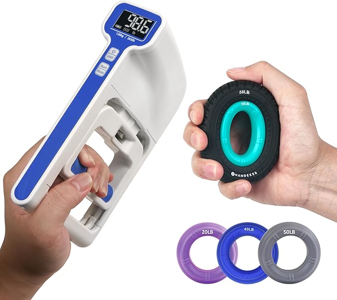 Grip Strength Tester 265lb/120kg, Digital Hand Dynamometer FDA Registered with Backlit LCD for Grip Strength Testing and Training