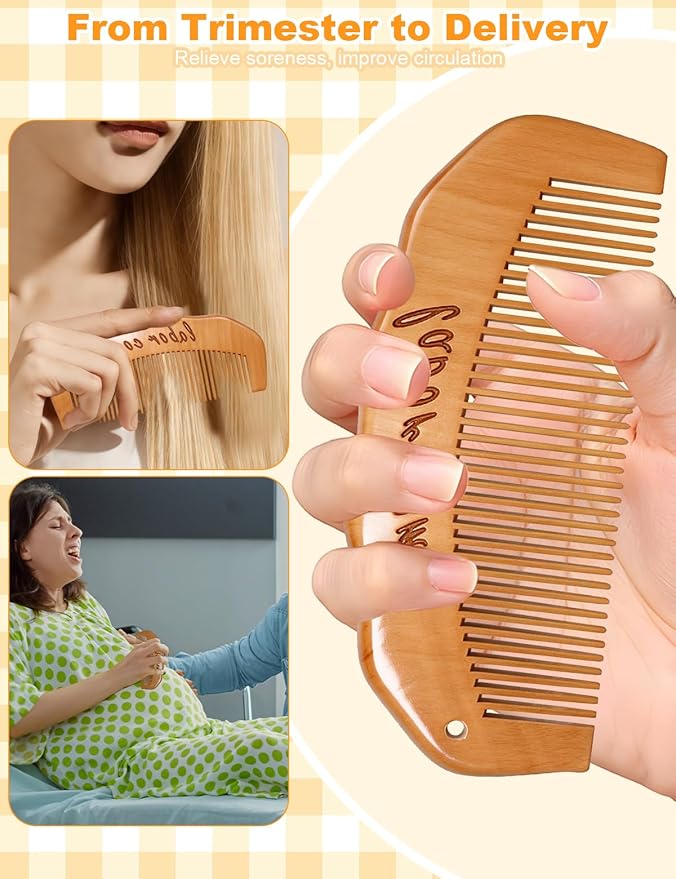 Wooden Labor Comb Birth Comb Massage Ball Acupressure Ball Massage Roller Ball Kit for Women Labor and Delivery Essentials,Designed for Expectant Moms,Labor Pain Relief, Midwife Essential