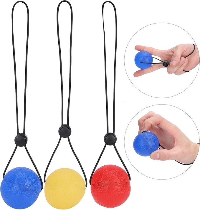 3 Pieces Secure Stress Balls on a String, Climbing Ball Hand Training Device, Hand Exercise Strengthening Rehabilitation