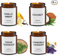 4PCS Massage Candles for Massage Therapy -Soy +Hemp Seed Oil, Body Oil Lotion Candle- Gift Set-18.08OZ (Vanilla Amber, Coconut, Cedar Teakwood, Chamomile Lavender)