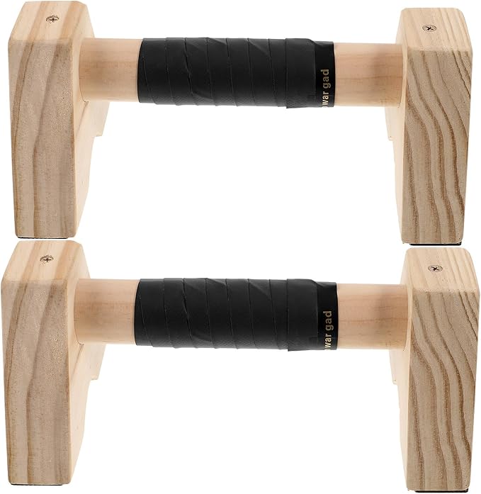 Veemoon Wood Push up Bars Parallel Parallettes Stands Beech Wood Non-slip Fitness Workout Equipment for Home Strength Training and Calisthenics (2pcs, 30cm)