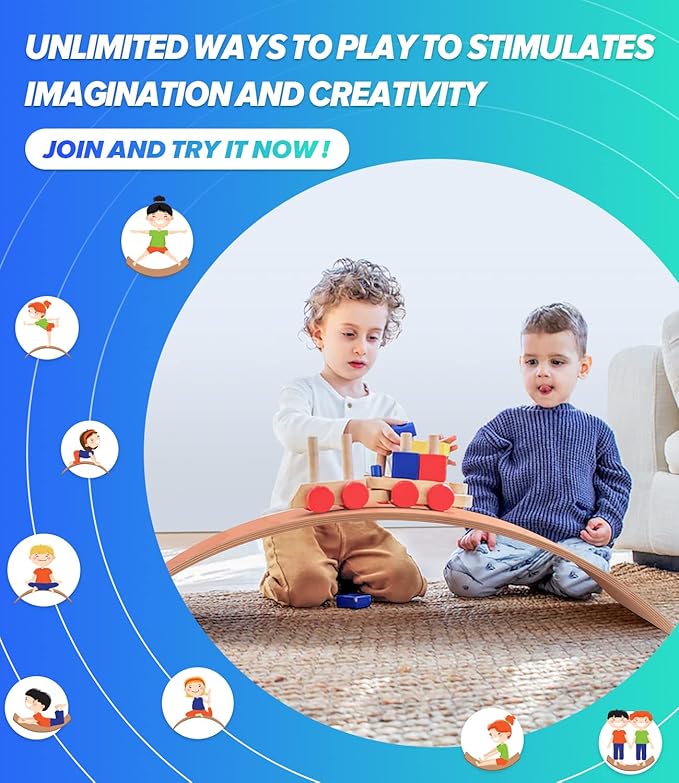 Natural Wood Balance Board for Kids | Montessori Wobble Board for Toddlers & Children Ages 3-8, Open-Ended Waldorf Learning Toy for Indoor Play, Core Balance Trainer, Birthday & Christmas Gift 2026