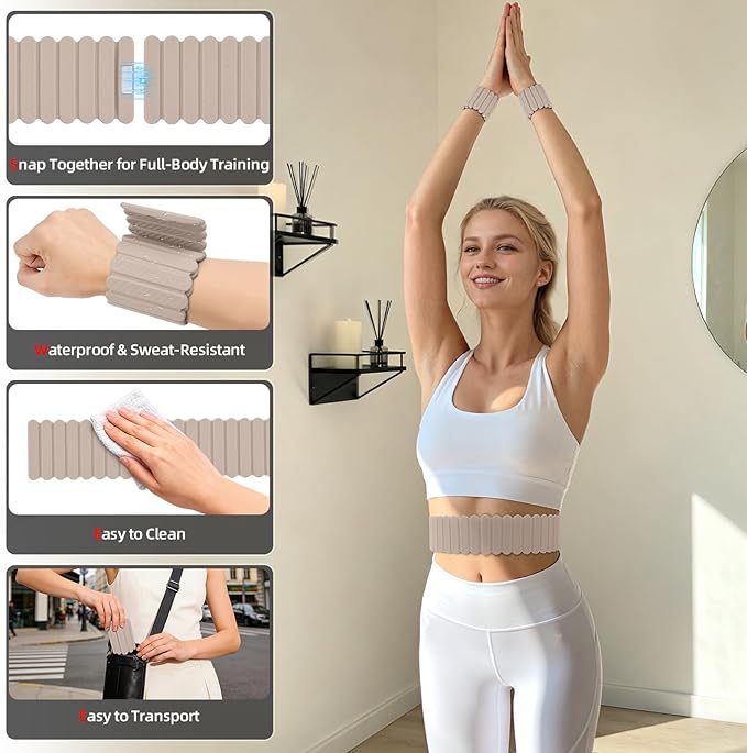 Abahub Wearable Wrist & Ankle Weights Set of 2, Stackable Magnetic Weighted Bracelet for Women, Waterproof Silicone Arm Leg Weights for Home Gym Workout, Running, Yoga & Pilates