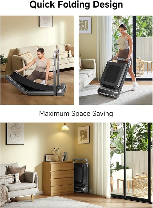 WALKINGPAD Folding Treadmill, 2 in 1 Walking Pad Under Desk Treadmill for Home and Office, Compact Foldable Design with App Control and LED Display