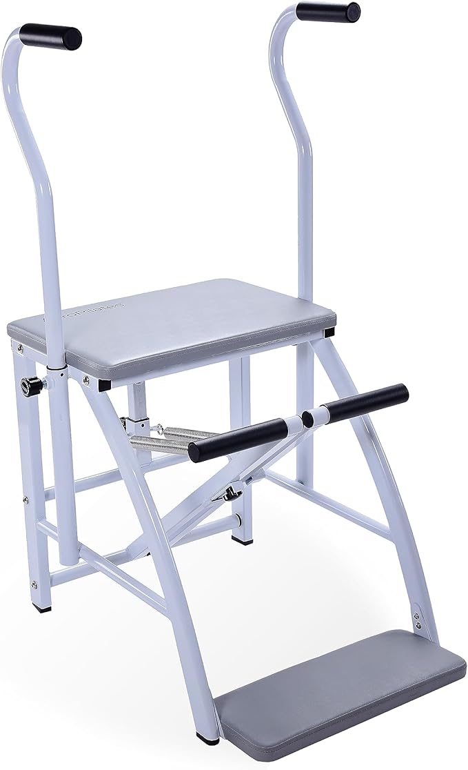 AeroPilates Precision Pilates Chair | 2 Online Expert-Guided Workouts Included | Stream from Any Device, Gray