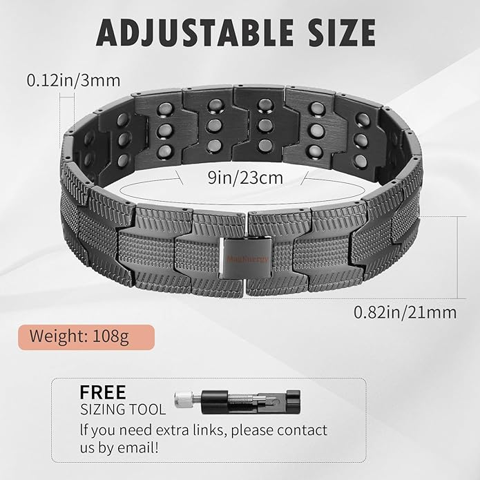 MagEnergy Copper Bracelet for Men, 3-Row Magnet Design, Ultra Strength Magnetic Bracelet 99.99% Pure Copper Wristband Adjustable Jewelry Gift with Sizing Tool