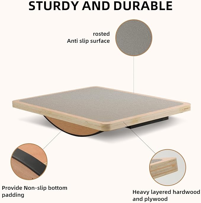 Juoe Balance Board Wobble Board for Adults and Kids - Anti-Slip 350LBS Balance Board for Physical Therapy,Balance Training,Posture Correction,Standing Desk Core Strength Wooden Balance Rocker Board