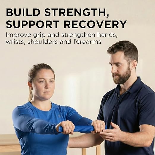 THERABAND FlexBar, Tennis Elbow Therapy Bar, Relieve Tendonitis Pain & Improve Grip Strength, Resistance Bar for Golfers Elbow & Tendinitis, Blue, Heavy, Advanced