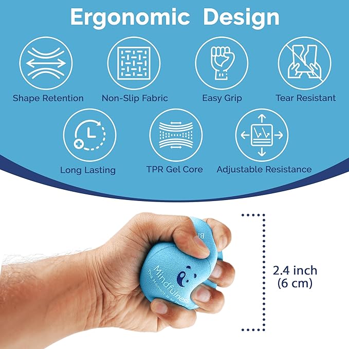 Mind & Body Stress Balls for Adults - Multi-Density Squeeze Balls for Hand Therapy & Grip Strengthening - Stress & Anxiety Relief - Soft to Triple Density Options