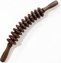 Wooden Curved Handheld Roller Massager Stick- 12 Rollers Wood Therapy Tool for Trigger Point, Fascia & Cellulite Reduction, Lymphatic Drainage, Muscle Tension Relief & Body Shaping (Brown)