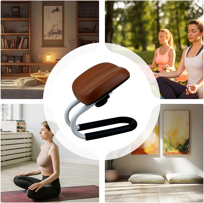 Meditation Seat,Prayer Kneeler Bench | Ergonomic Metal Kneeling Chair for Hip Support | Metal Kneeling Chair Enhances Comfort | Meditation Bench | Portable Prayer Seat for Home Yoga Studio - Brown
