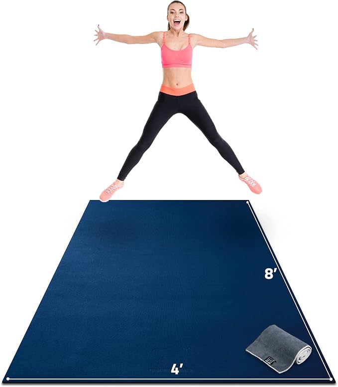 Gorilla Mats Large Exercise Mat – 6'x4', 7'x4', 7'x5', 8'x4', 10'x4' (1/4" Thick) – Ultra Durable Workout Mat for Home Gym Flooring – Non-Slip, Flat Fitness, Yoga & Weight Lifting Floor Mat