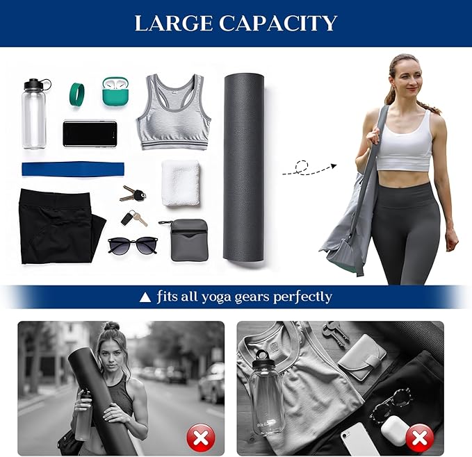 Tumaz Yoga Mat Bag | Padded Adjustable Shoulder Strap | Fits Up to 26" Mats | Multi-Pocket Storage for Essentials | Heavy-Duty G-Hook Closure | Lightweight & Durable for Yoga, Pilates & Fitness