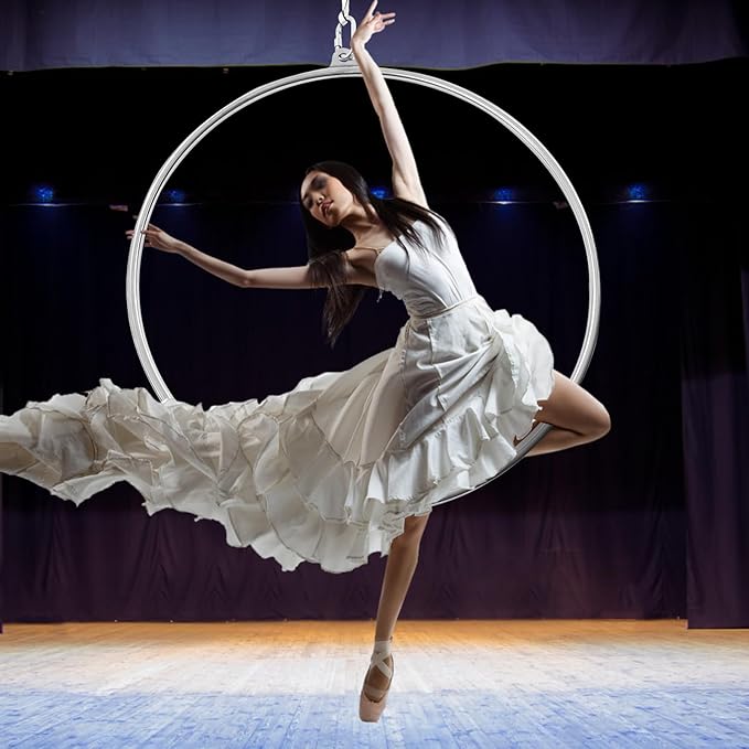 Complete Aerial Hoop Kit - 85cm/90cm Professional Lyra Hoop Set - Single Point Hoops - Circus Aerial Ring Kit - Maximum Load: 115 kg/253 lb