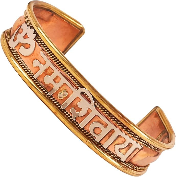 Copper Bracelet Tibetan Style. Hand Forged with Solid and High Gauge Copper for Women Men. Hindu Spiritual Message