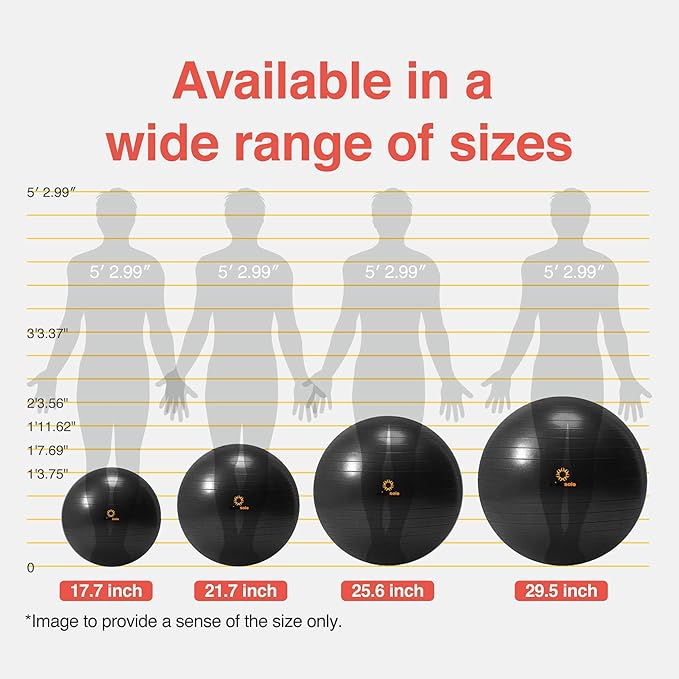 Primasole Exercise Ball for Balance Stability Fitness Workout Yoga Pilates at Home Office & Gym Birthing Ball for Pregnancy, Office Ball Chair