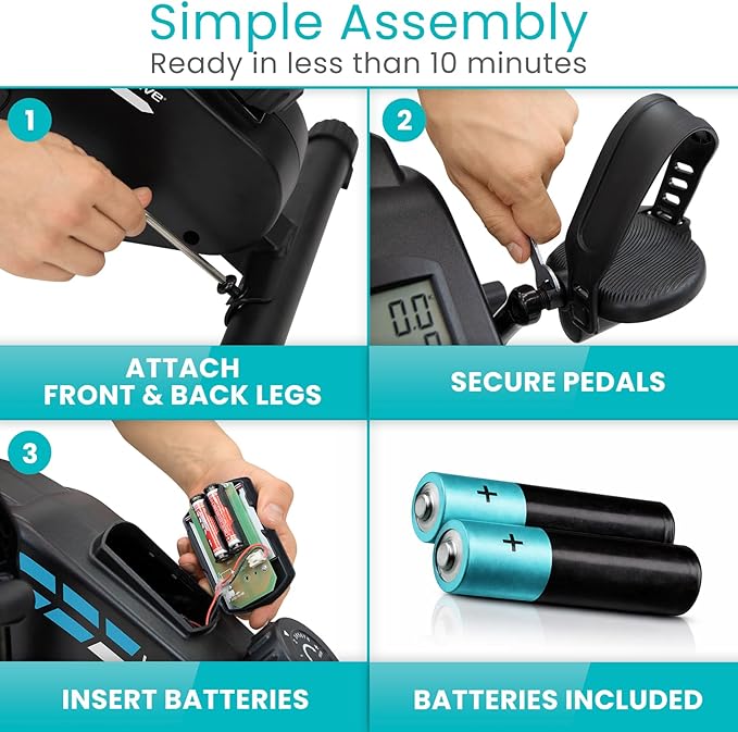 Vive Under Desk Bike Pedal Exerciser - Stationary Exercise Leg Peddler - Low Impact, Portable Mini Cycle Bike for Under Your Office Desk - For Arm or Foot - Small, Sit-Down Recumbent Equipment Machine