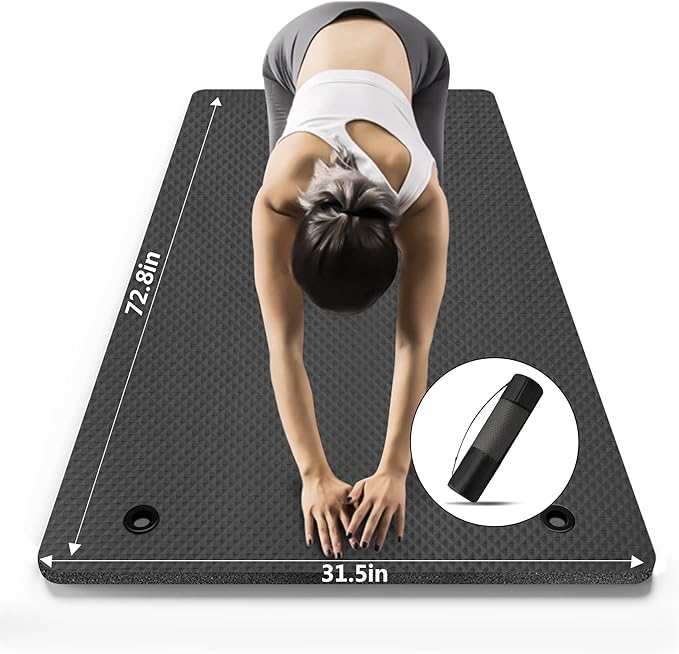 LFS Yoga Mat 72.8" x 31.5" x 2/5 inch Thick With Strap and Bag, Extra Wide Workout Mat for Women and Men, Non Slip Exercise Mat for Home Outdoor Yoga, Pilates, Stretching, Floor & Fitness Workouts