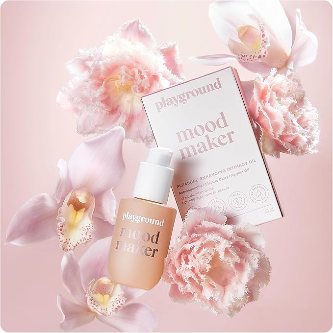 Playground Mood Maker Intimacy Oil, Organic Pleasure Enhancer with Ashwagandha, Reishi & Cordyceps, Pleasure Enhancing, Organic, Hydration, Travel Friendly Formula, 1 Fl. Oz.